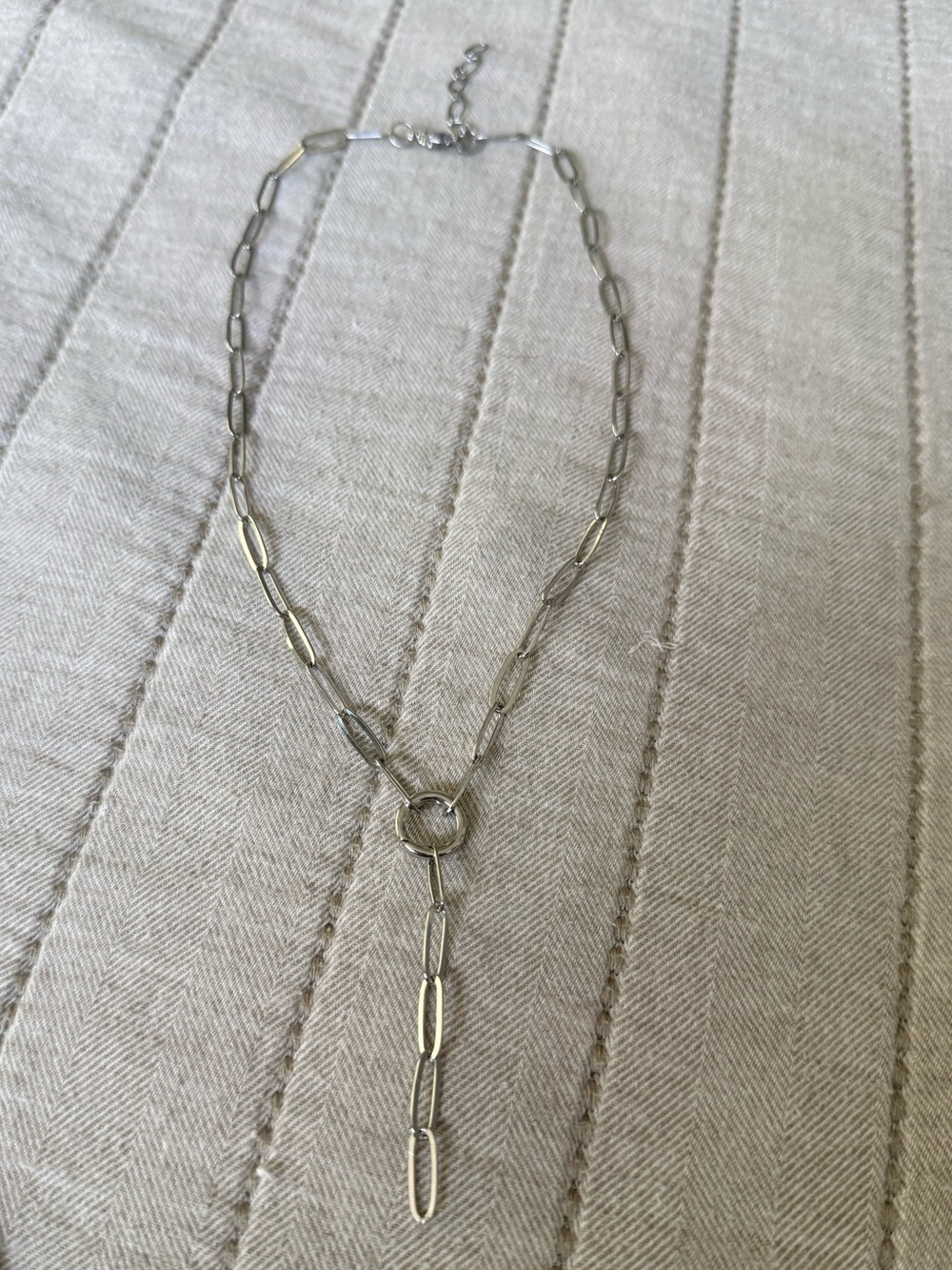 Silver Paperclip Link Y-Necklace